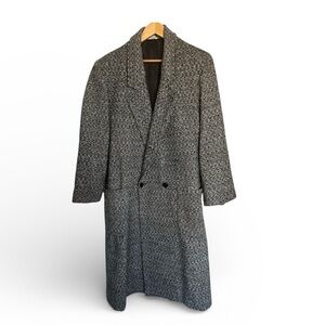 Vintage DASH brand Black & White Men's Wool Overcoat  - 38 (M)